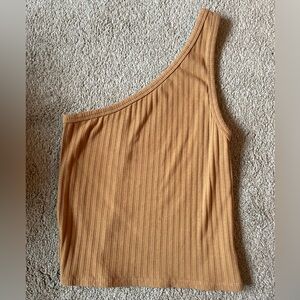 American Eagle Women’s One Shoulder Cropped Tank Top Brown Size Large